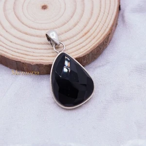 Pendente A Goccia In Argento Sterling 925 Fatto A Mano In Onice Nero - Foto 1 di 7