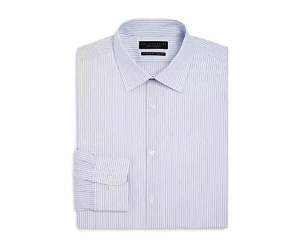 Мужская магазин двойной полоски платье рубашка синий размер 17 34-35 - Изображение 1 из 1