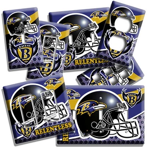 EQUIPO DE FÚTBOL BALTIMORE RAVENS INTERRUPTOR DE LUZ SALIDA DE PARED HOMBRE CUEVA DECORACIÓN DEL HOGAR - Imagen 1 de 34