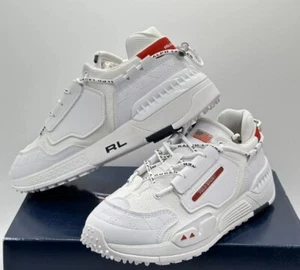Polo Ralph Lauren Polo Sport PS200 SK Triple White Black Silver Sneaker Shoe Men - Picture 1 of 12