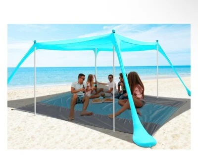 10'x10' Beach Canopy Tent - Sun Shelter for 6-8 People, Easy Setup, Portable - Image 1 of 4