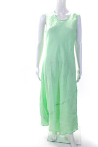 J Crew Womens Linen Sleeveless Scoop Neck Zip Up Shift Maxi Dress Green Size S