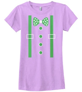 Green Tuxedo Girls Fitted T-Shirt St. Patrick's Day Irish Wedding Party - Picture 1 of 10