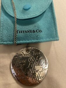 Tiffany & Co Square Notes Pendant Necklace Sterling Silver w/ Pouch