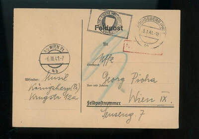 Feldpost 2.WK 1941 Königsberg Pr. nach Wien Eigene Vorsicht ist der beste Unfall - Bild 1 von 2