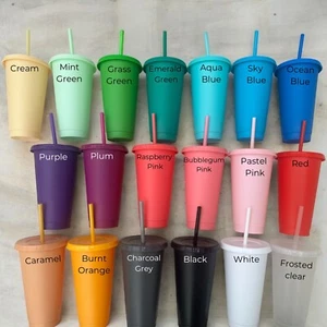 Blank 24oz Cold Cup With Straw & Lid Starbucks Inspired Party Craft Tumbler - Picture 1 of 23