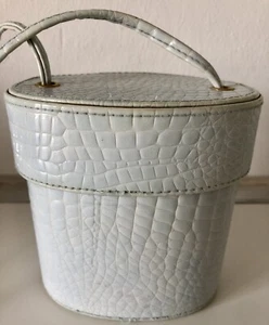 stylische Vintage PICARD Designer Tasche 1980er Jahre * hellblaue Kroko Prägung - Bild 1 von 14