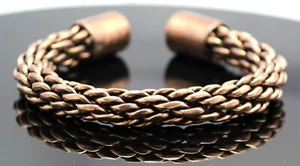 Brazalete Vikingo Trenzado Cobre Puro Oxidado Pesado Hecho a Mano Regalo 85+gramos - Imagen 1 de 5
