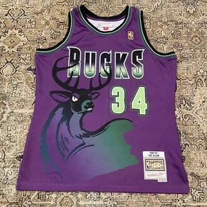 Mitchell & Ness Ray Allen Milwaukee Bucks HWC Swingman Jersey Purple Size L NWOT - Picture 1 of 11
