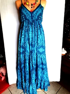 NEU Maxi Dame Lang Somer Kleid Spagettiträger M L 40 42 smaragd Grün Volant k552 - Bild 1 von 11
