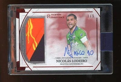 2022 Topps MLS Renaissance Auto Patch Nicolas Lodeiro Seattle SOUNDERS RED #1/5 - Image 1 of 2