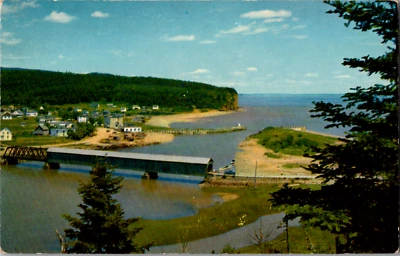 Vintage 1960's Alma Covered Bridge to Fundy National Park NB Canada Postcard - Image 1 of 2
