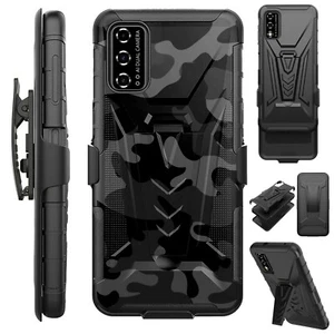 V Holster For REVVL V 4G 2021 Kick Stand Rugged Case Cover CAMO BLACK - Picture 1 of 5