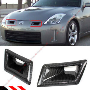 FOR 03-09 NISSAN 350Z Z33 CARBON FIBER BUMPER AIR DUCT INTAKE VENT COVERS PAIR