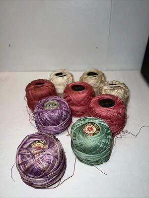 9 Balls DMC Royal Ont 40 50 Cotton Thread Balls Embroidery Cross Stitch Vtg - Image 1 of 4