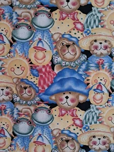 Vintage Cotton Quilt Fabric Daisy Kingdom Animal Class Packed Animals 35" x 45" - Picture 1 of 3