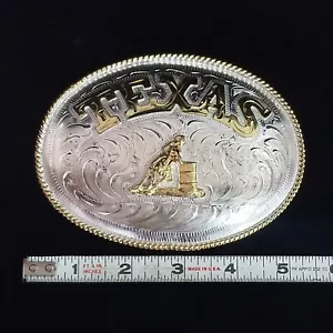 "Rodeo Cinturón Occidental Carrera de Barriles TEXAS Hebilla Alpaca México ENORME 5 1/2" - Imagen 1 de 7