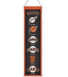 SAN FRANCISCO GIANTS EVOLUTIONS BANNER EMBROIDERED WOOL 8"X32" W/ HANGING ROPE - Picture 1 of 1