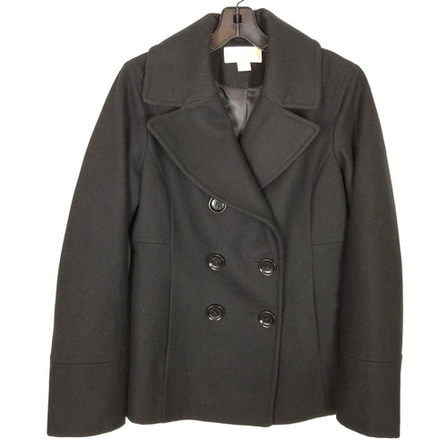 Cappotto donna Michael Kors misto lana doppiopetto pea taglia M nero ufficio