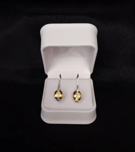 4.72 ct Natural Oval Shape Citrine Solid 925 Sterling Silver Leverback Earrings - Picture 1 of 9