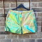 &other Stories Iridescent Leather Shorts | Oil Slick Metallic Colour