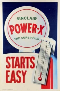SINCLAIR POWER-X SUPER FUEL 18" HEAVY DUTY USA MADE METAL GAS ADVERTISING SIGN - Picture 1 of 1
