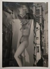 Photomontage, sexy superposition avec femme nue et architecture, vintage print