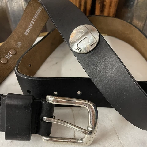 Men's TENNESSEE VOLUNTEERS Silver Studded Genuine Black Leather Belt - Size 36 Cover