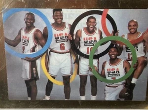 MICHAEL JORDAN Charles Barkley Magic Johnson Patrick Ewing Karl Malone GOLD USA - Picture 1 of 2