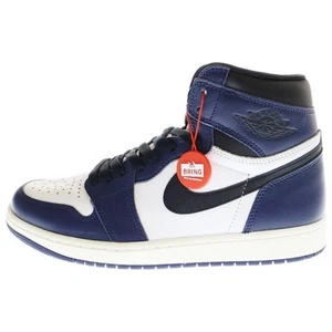 NIKE AIR JORDAN 1 RETRO HIGH OG MIDNIGHT NAVY CUT SNEAKERS US9 27cm Used 1df976e - Picture 1 of 7