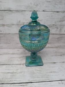 Vintage Fenton irisierende Karneval Glas bedeckt Bonboniere - Bild 1 von 7
