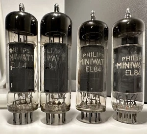 Philips Miniwatt EL84 6BQ5 codes Rx4-Rx3 Z Used in Original Box Matched Quad - Foto 1 di 2