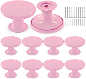 10pcs Metal Cabinet Knobs Pink Drawer Knobs, Round Shaped Dresser - Picture 1 of 7