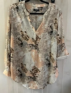 Premise Studio Womens Top 0X Plus long Sleeve w roll up button option blouse - Picture 1 of 6