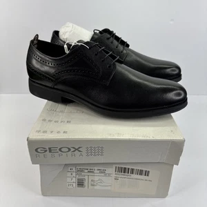 Zapatos con cordones Geox U Hilstone 2fit A de cuero negro para hombre talla 8 - Imagen 1 de 7
