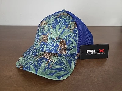 RLX Ralph Lauren 蓝色捷豹丛林印花网眼男式修身帽子,尺寸 L/XL — 第 1/4 张图片