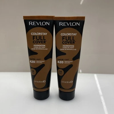 2X Revlon Colorstay Full Cover 24HR Matte Foundation 420 Mahogany Acajou-Sealed - Image 1 of 2