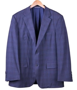 Canali 1934 Natural Comfort Blue Shadow Plaid Check Sport Coat Jacket Blazer 46R - Picture 1 of 8