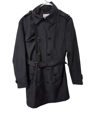 Zara Double Breasted Belt Dark Navy Blue Trench Coat Size M Heavy Classic - Image 1 of 4
