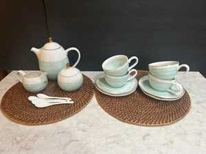 Sweejar Porzellan Teekanne mit Infuser 4 Tassen & Untertassen mit Löffeln Teeservice - Bild 1 von 15