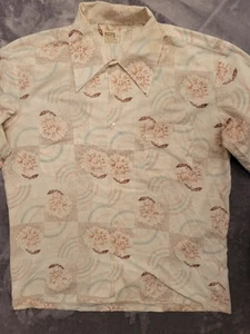 Vintage Montgomery Ward Hawaiian Button Shirt Men Large Floral 70s 80s Sopranos - Picture 1 of 5