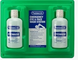 PhysiciansCare Wall-Mountable Eyewash Station w/2-32 oz Bottles of Wash Solution - Picture 1 of 5