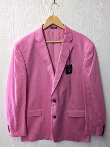 NWT Saddlebred Fuscia Pink 100% Cotton Blazer Sports Coat Wedding Formal 44L - Picture 1 of 8