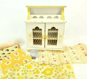 FANTASTIC 1970s FABRIC & 1:12 Cabinet w Metal Grate Doors Dollhouse Miniature - Picture 1 of 7