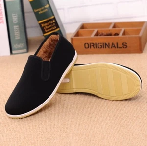 Herren Winter Kampfkunst Kung Fu warmes Tuch Schuhe Vlies gefüttert Fahren flache Schuhe - Bild 1 von 14