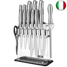 Deik Set Coltelli, Coltelli Cucina 14 Pezzi in Acciaio Inossidabile, Ceppo