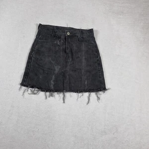Levi's Womens Mini Denim Skirt Size 28W Black Straight Relaxed Distressed - Picture 1 of 13