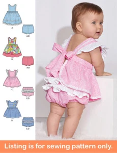 SEWING PATTERN Sew Baby Girls Clothes Clothing Pinafore Dress Pants Preemie 8893 - Picture 1 of 3