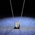 1Ct Moissanite Stone Necklace Pendant Real 925 Silver Chian For Women Girls Gift