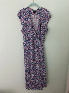 J Crew Midi Wrap Dress in Pink Blue Floral Soft Rayon L4133 XL - Picture 1 of 5